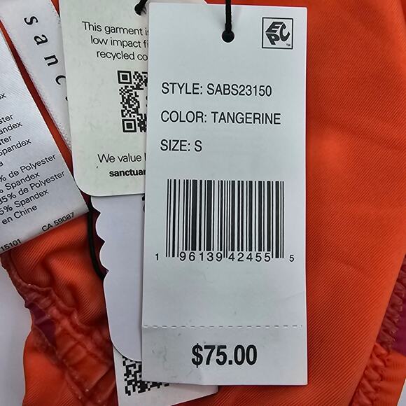 Sanctuary Swim Womans size S Triangle Bikini Top Stripe Pink & Orange Halter NEW - Picture 5 of 6